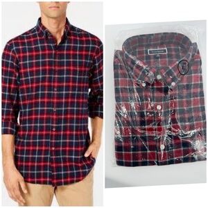 Club Room Mens Flannel Plaid Button-Down Shirt Size XL 100% Cotton NWT